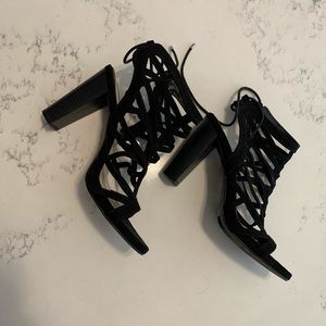 Strappy Black Jennifer Lopez Block Heels
